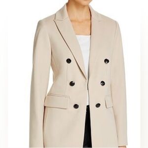 NWT T Tahari Double-Breasted Peak Lapel Jacket Coat Beige Sz 14